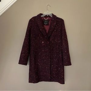 JCREW BURGUNDY ITALIAN TWEED COAT- Size 10